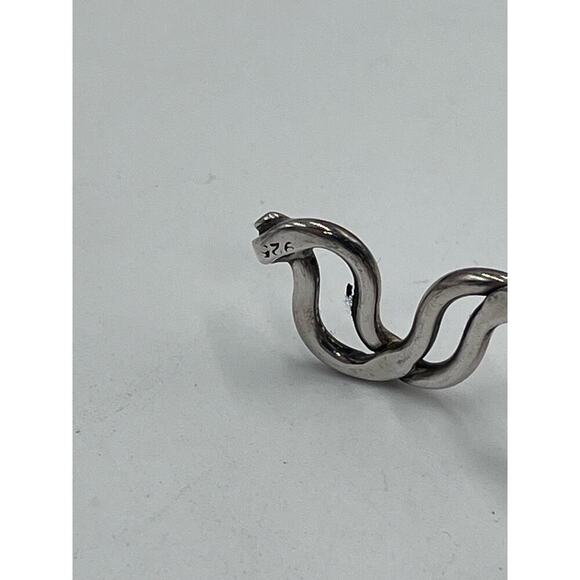 Stamped .925 Sterling Silver Intertwined Wavy Squiggles Artisan Cuff Bracelet - Picture 7 of 9